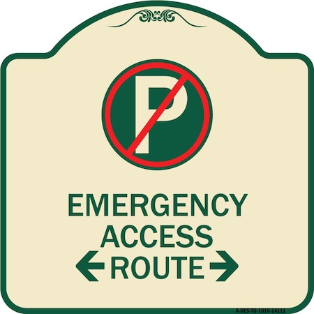 Emergency Access Route With Bidirectional Arrow Heavy-Gauge Aluminum Architectural Sign